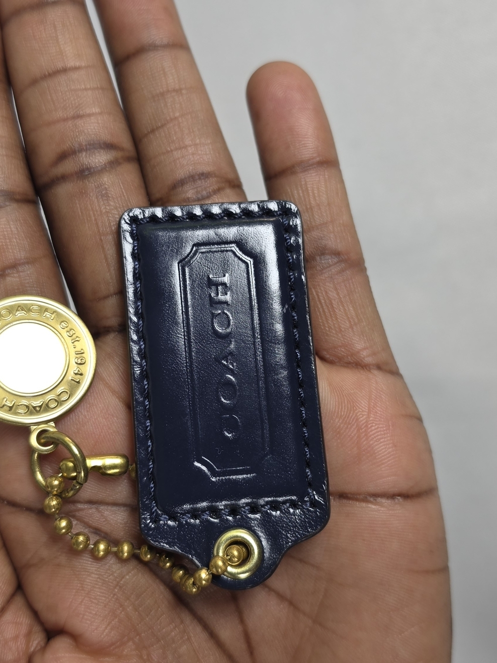 Coach Replacement Hangtag Navy Blue Patent Leather Gold Charm Accessory